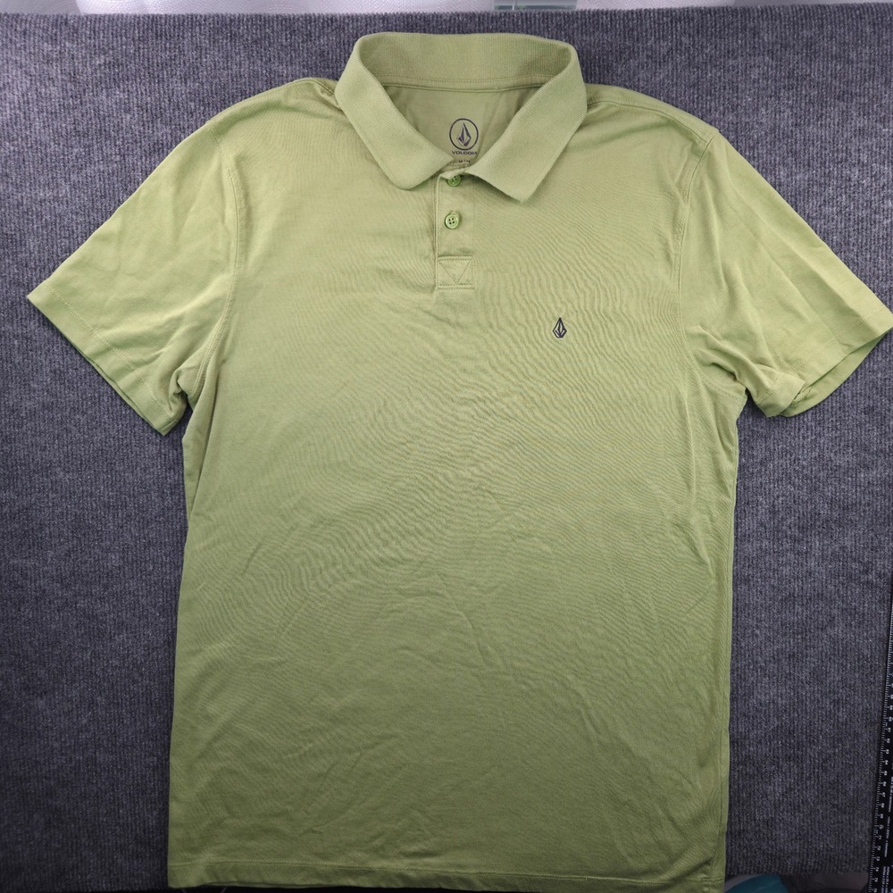 Volcom Polo Shirt Mens Medium Green Short Sleeve Skater Surf Logo Casual